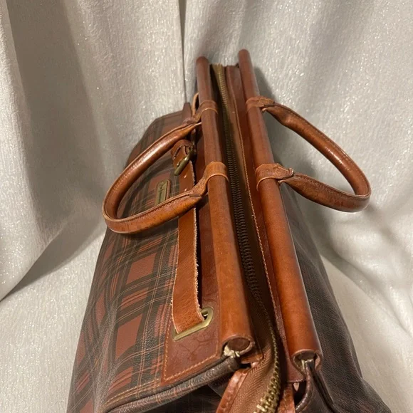 Vintage Polo Ralph Lauren Tartan Plaid Brown and Black Weekend Travel Bag - Picture 8 of 11